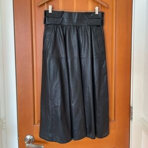 VINTAGE | Black lambskin midi skirt
